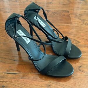 Steve Madden Black Strappy Open Toe High Heels Sandals Shoes